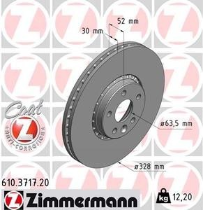 Диск тормозной передний 17" XC60 \\ 328 мм \\ ZIMMERMANN 610.3717.20