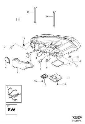 Основная фара левая ксеноновая VOLVO S80 II, XC70 II \\ VOLVO Original 31420081