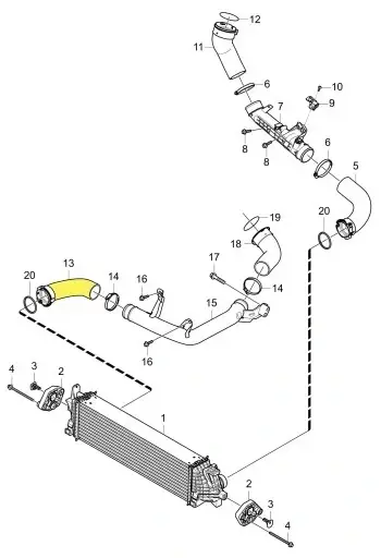 Патрубок радиатора турбонаддува VOLVO S90 II, XC90 II, V90 cross country \\ VOLVO Original 32222269