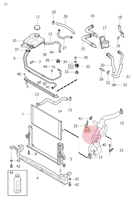 Шланг радиатора верхний Volvo C30, C70, S40 II, V50 \\ 5 цилиндров \\ VOLVO (Original) 30723082