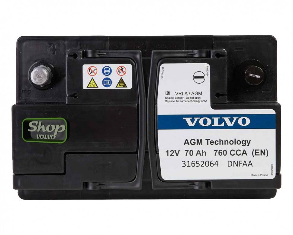 Аккумуляторная батарея АКБ VOLVO XC40 \\ 12V 70Ah 760A AGM \\ VOLVO Original 31652064