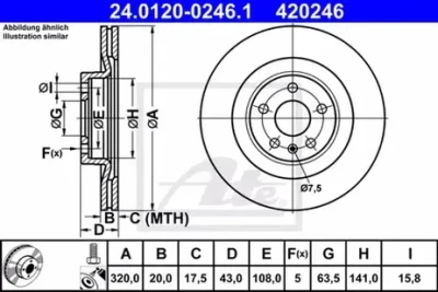 Диск тормозной задний Вольво XC90 II \\ 17" дюймов 320 мм \\ ATE 24.0120-0246.1