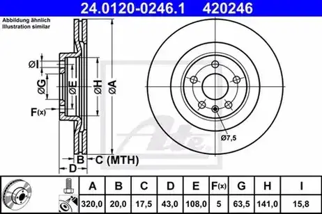 Диск тормозной задний Вольво XC90 II \\ 17&quot; дюймов 320 мм \\ ATE 24.0120-0246.1
