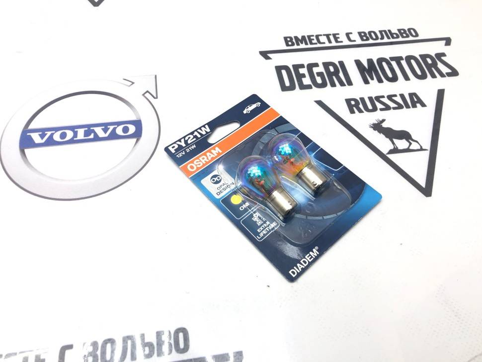 Лампа Osram DIADEM® (опаловый оттенок колбы) PY21W (21W 12V BAU15s) 2шт. (блистер) \\ OSRAM 7507LDA02B