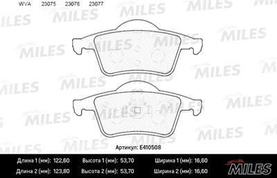 Тормозные колодки задние \\ VOLVO S60, S80, V70 II ,XC70 16" \\ Miles E410508