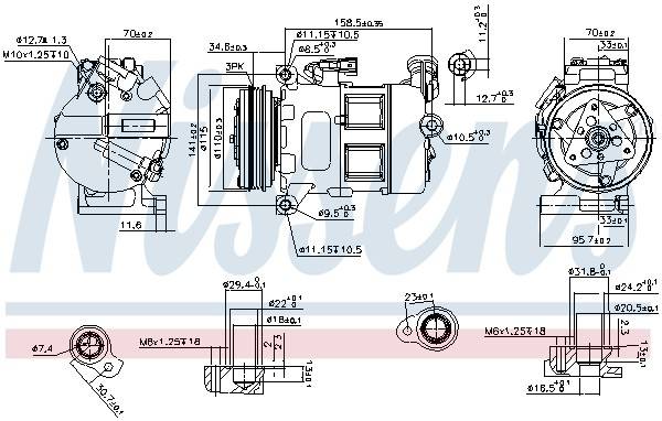 Компрессор кондиционера ​Volvo S60 II, S60CC, V60, S80 II, V60, V60CC, V70 III, XC60, XC70 II \\ NISSENS Дания 890062