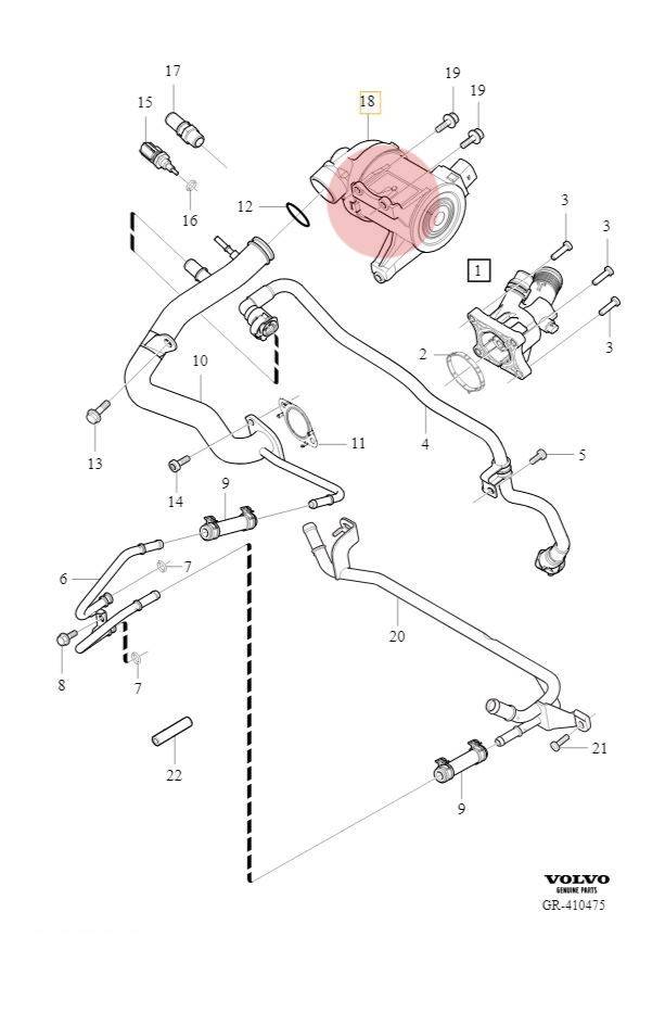 Водяной насос помпа системы охлаждения ​Volvo S60 II, S80 II, S90 II, V90 II, XC70 II, XC40, XC60 II, XC60, XC90 II \\ VOLVO Original 31368715