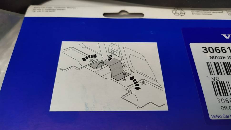 Коврик туннеля резиновый Вольво S80II, XC70II \\ черный \\ VOLVO (Original) 30661603