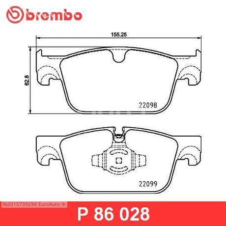 Колодки тормозные передние VOLVO S90 II, V90 II, XC60 II \\ 17 дюймов \\ BREMBO P86028