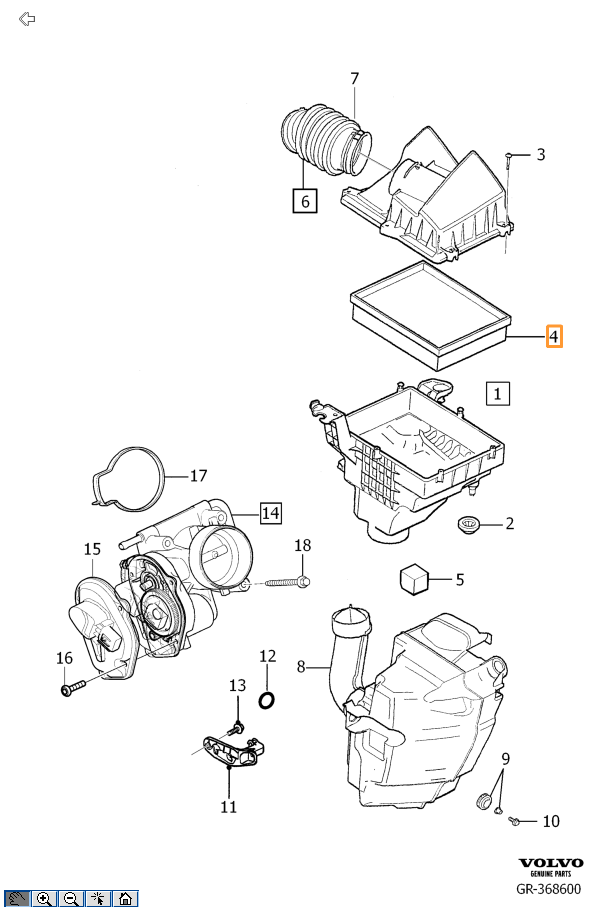 Фильтр воздушный VOLVO C30, S40 V50 (2004-) \\ VOLVO (Original) 8683561