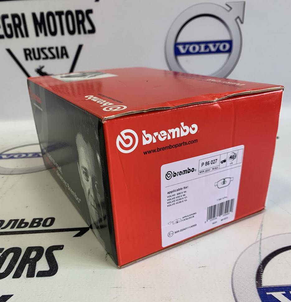 Колодки тормозные передние комплект Вольво XC90 II, XC60 II \\ 19&quot;. 18&quot; дюймов \\ BREMBO P86027