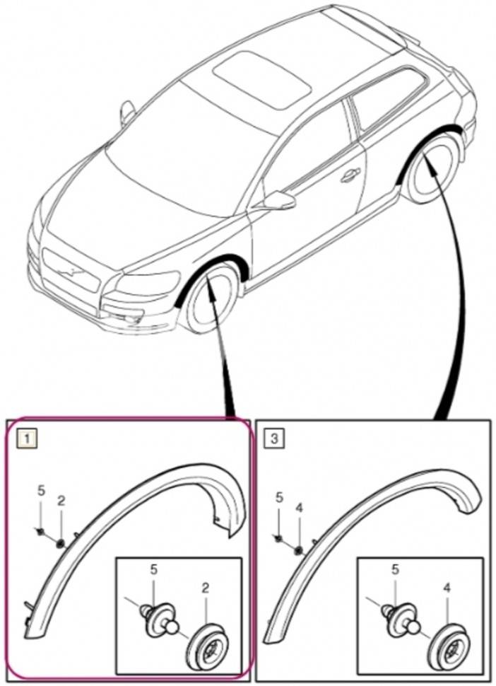 Расширитель переднего правого крыла Вольво С30 \\ VOLVO Original 31283125