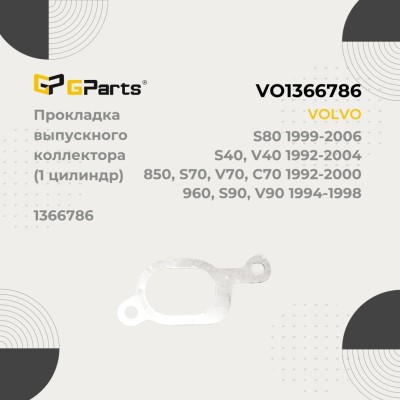 Прокладка выпускного коллектора (1 цилиндр) VOLVO 850 \\ GParts VO1366786