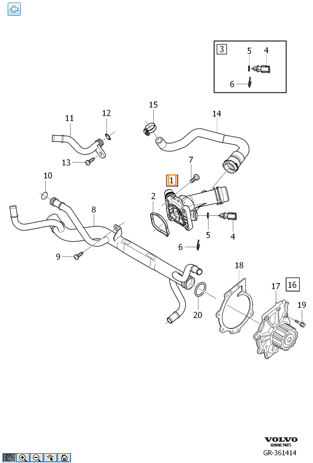 Термостат в сборе ​Volvo C30, C70 II, S40 II, V50, S60 II, S80 II, V40 II, V40CC, V60, V70 III, XC70 II, XC60 \\ VOLVO Original 31293556